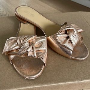 Michael Kors rose gold bow sandal slide